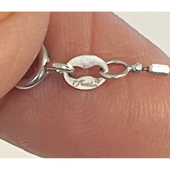 Aurafin 14K White Gold Italy Bar Bead Anklet Chain Bracelet Delicate Minimalist - Picture 6 of 7